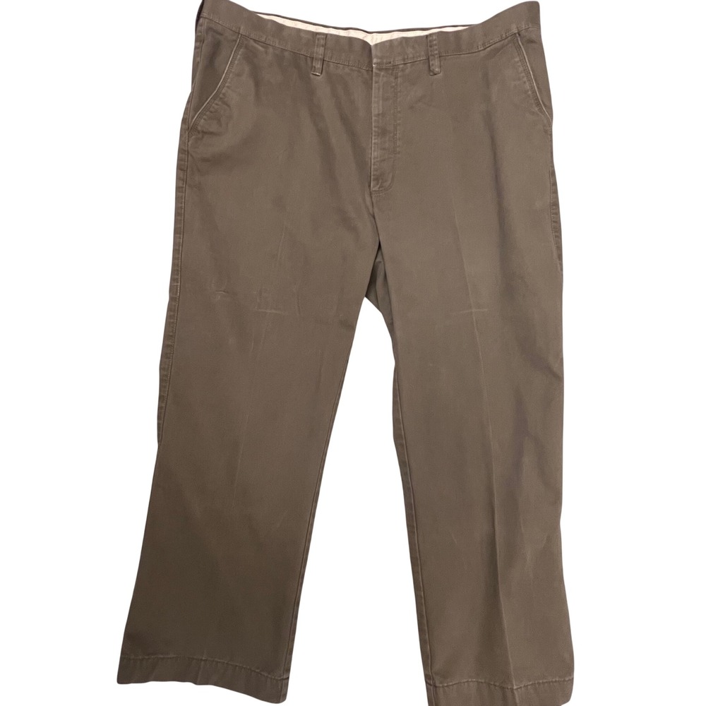 Haggar Life Khaki Pants Mens 40x30 Olive Brown Excellent Straight Leg Chinos